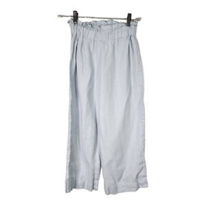 Morning view mesa linen pant in blue wide leg flowy ankle crop high waisted